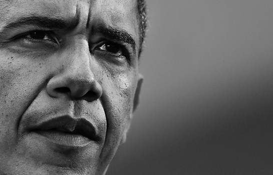President Obama during his speech at 2010 winter commencement held at Michigan Stadium on May 1st 2010. (SAM WOLSON/Daily)